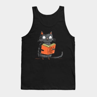 Book Lover Funny Cat Reading Book Tank Top